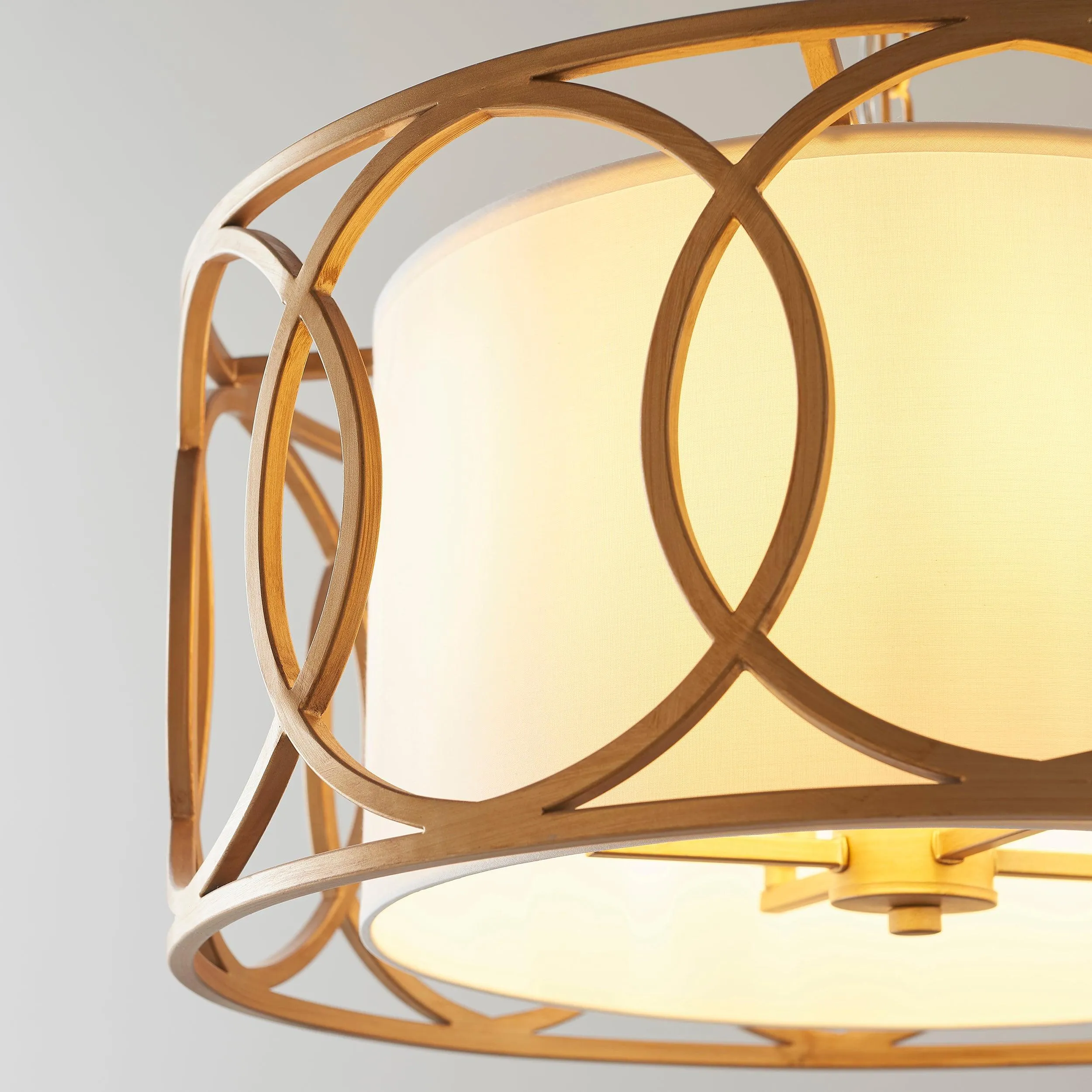 Circus Brushed Gold Circular Framed Ceiling Pendant Light