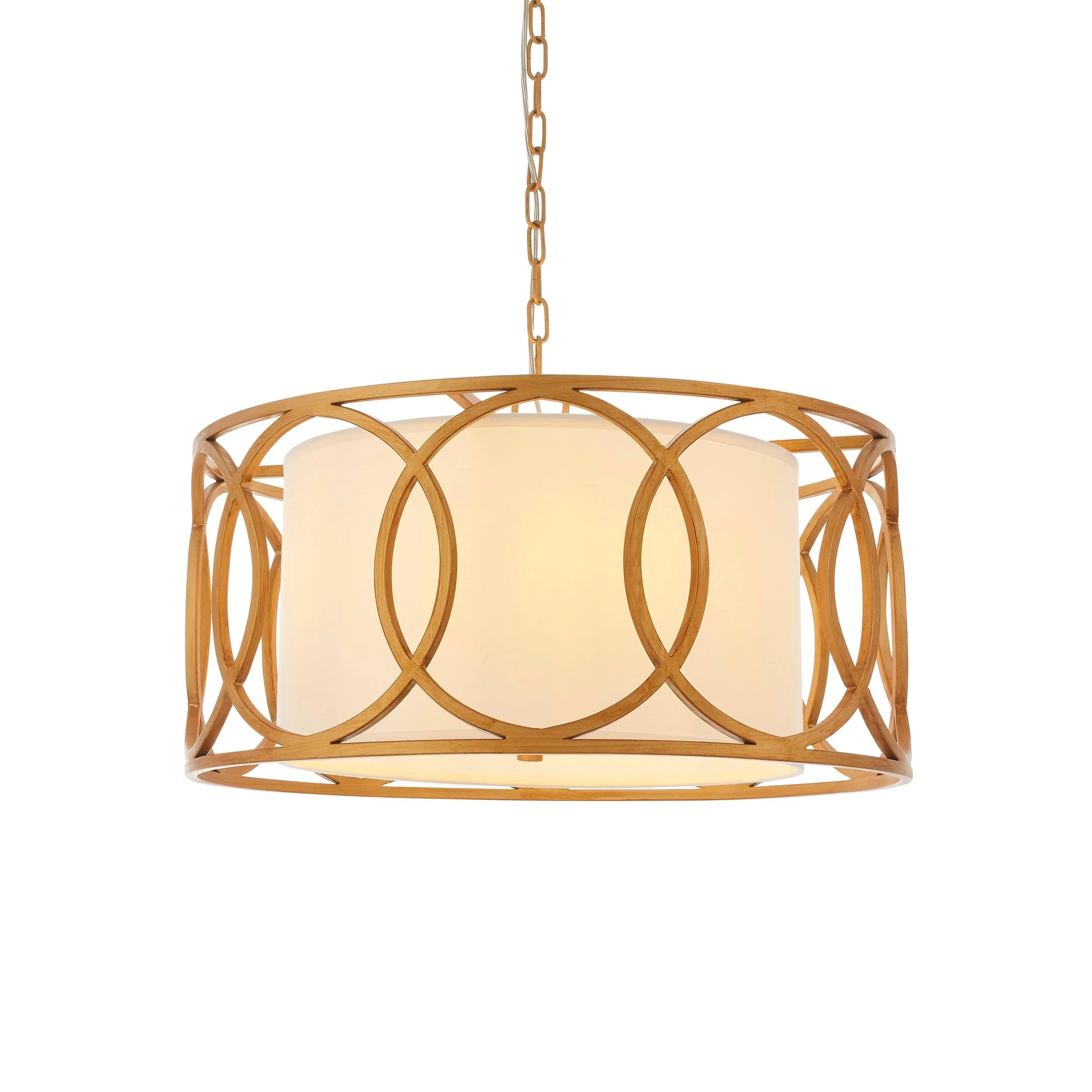 Circus Brushed Gold Circular Framed Ceiling Pendant Light