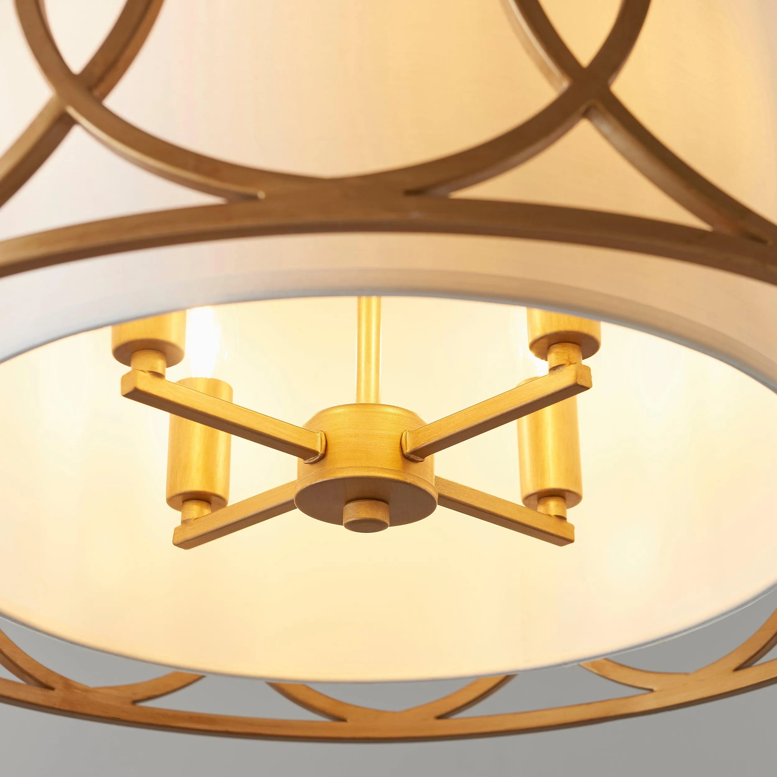 Circus Brushed Gold Circular Framed Ceiling Pendant Light