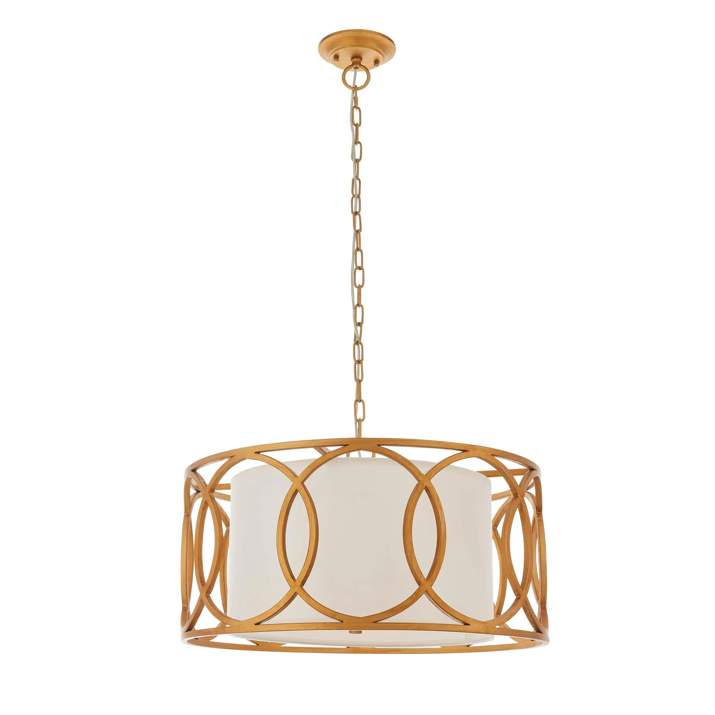 Circus Brushed Gold Circular Framed Ceiling Pendant Light