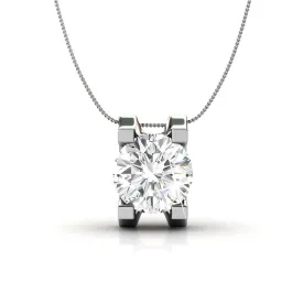 Clara 18k White Gold Plated Pendant Necklace with Solitaire Round Cut Crystal