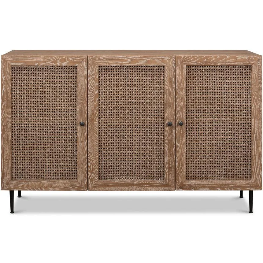 Coastal Brown Oak 3-Door Sideboard