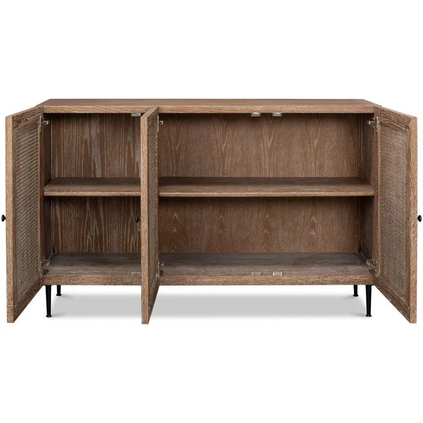 Coastal Brown Oak 3-Door Sideboard