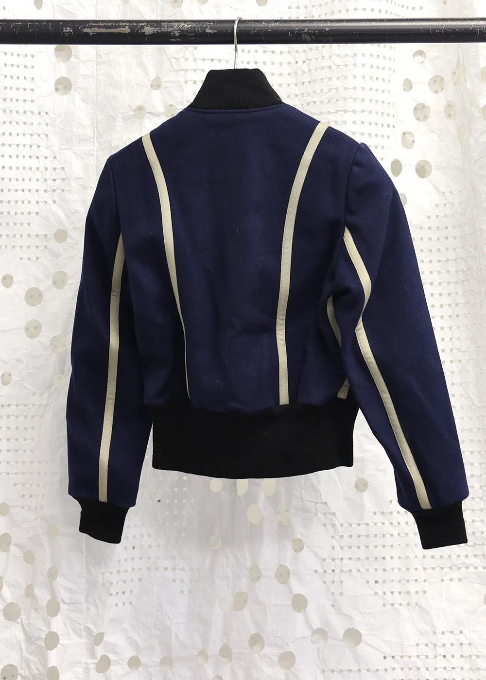 Cropped Wool Bomber Navy