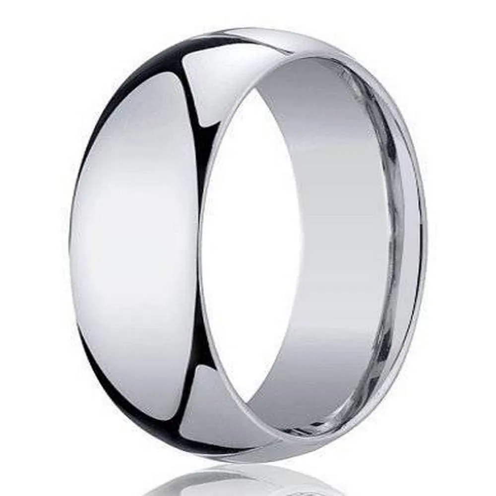 Designer 8 mm Domed Comfort-fit 10K White Gold Wedding Band