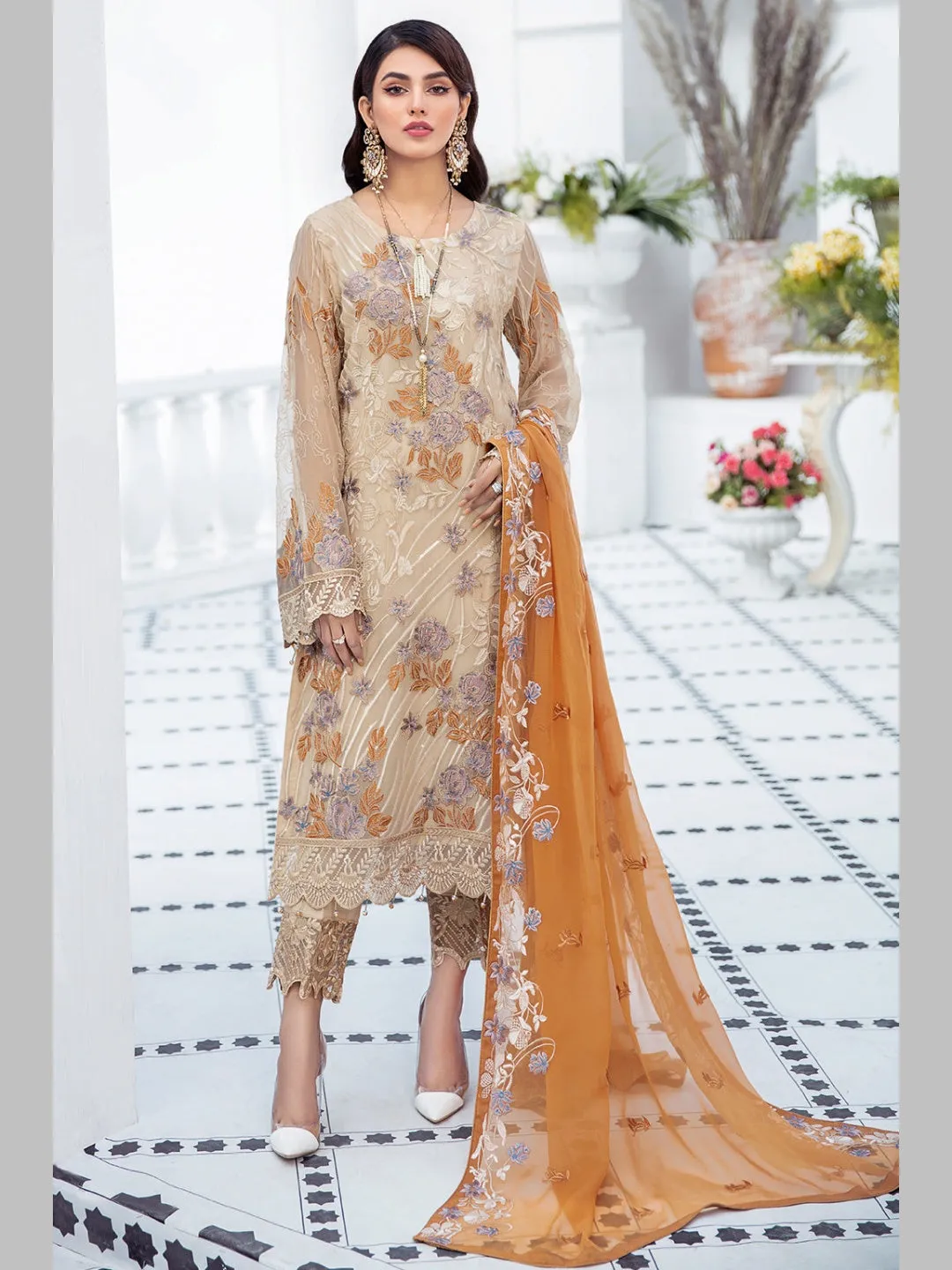 Designer Embroidered Chiffon