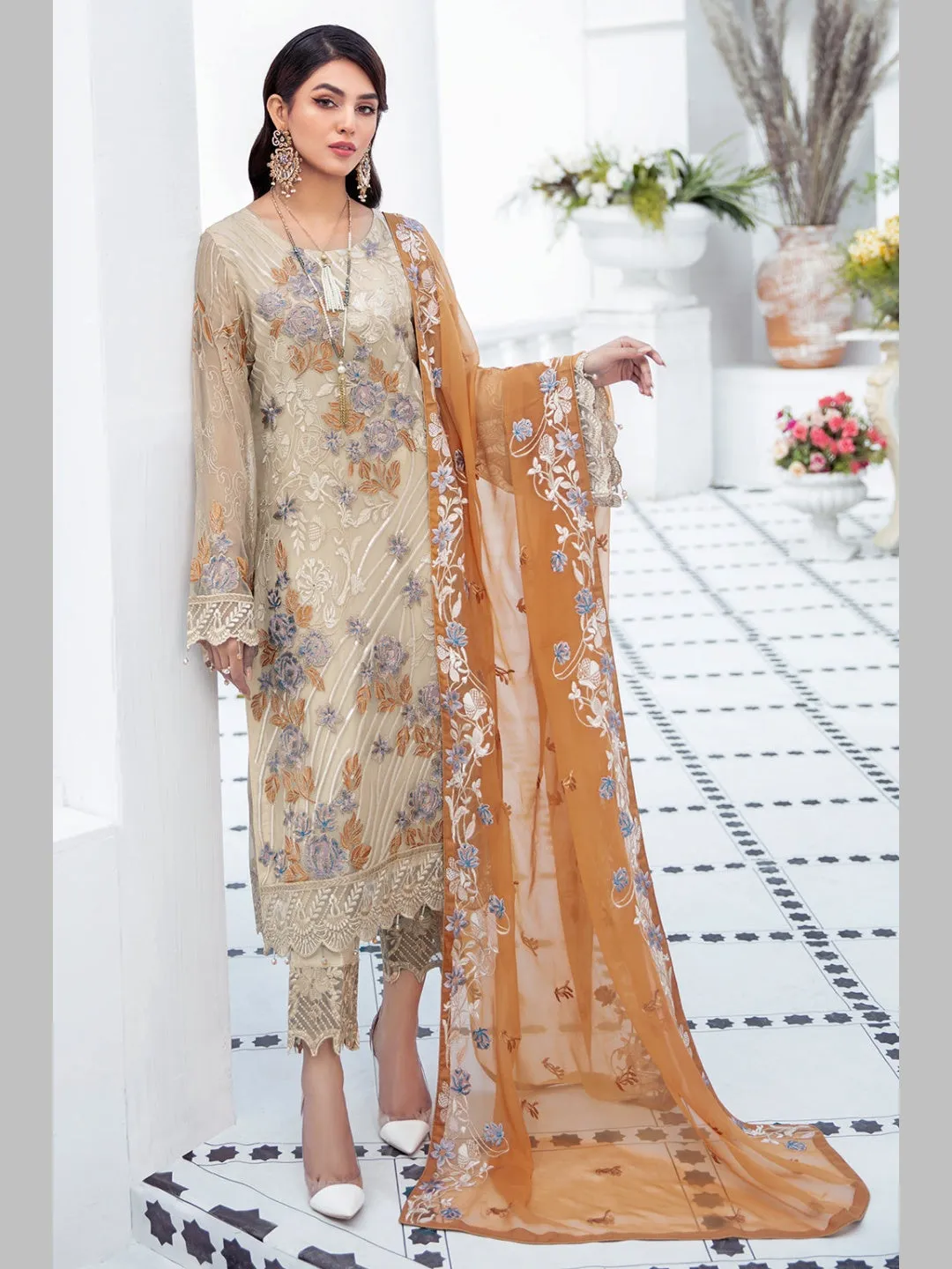 Designer Embroidered Chiffon