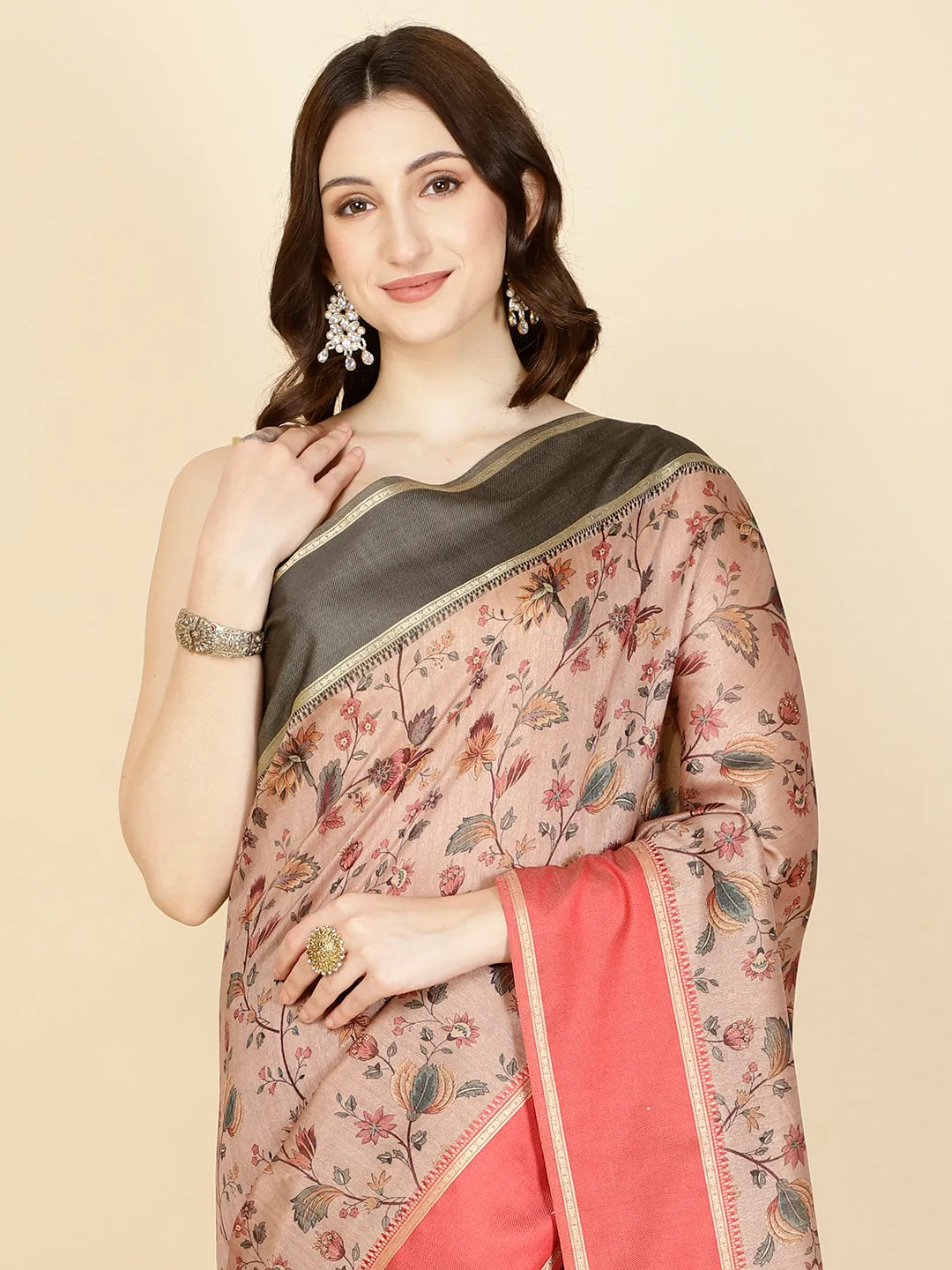 Digital Floral Printed Cotton Saree