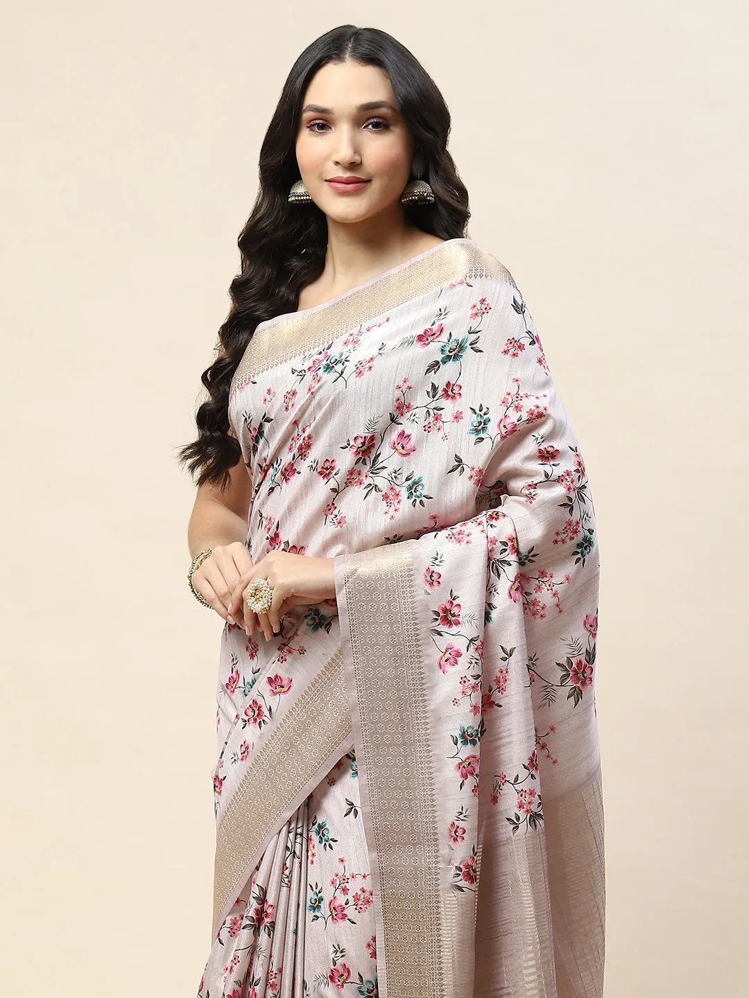 Digital Floral Printed Handloom Saree