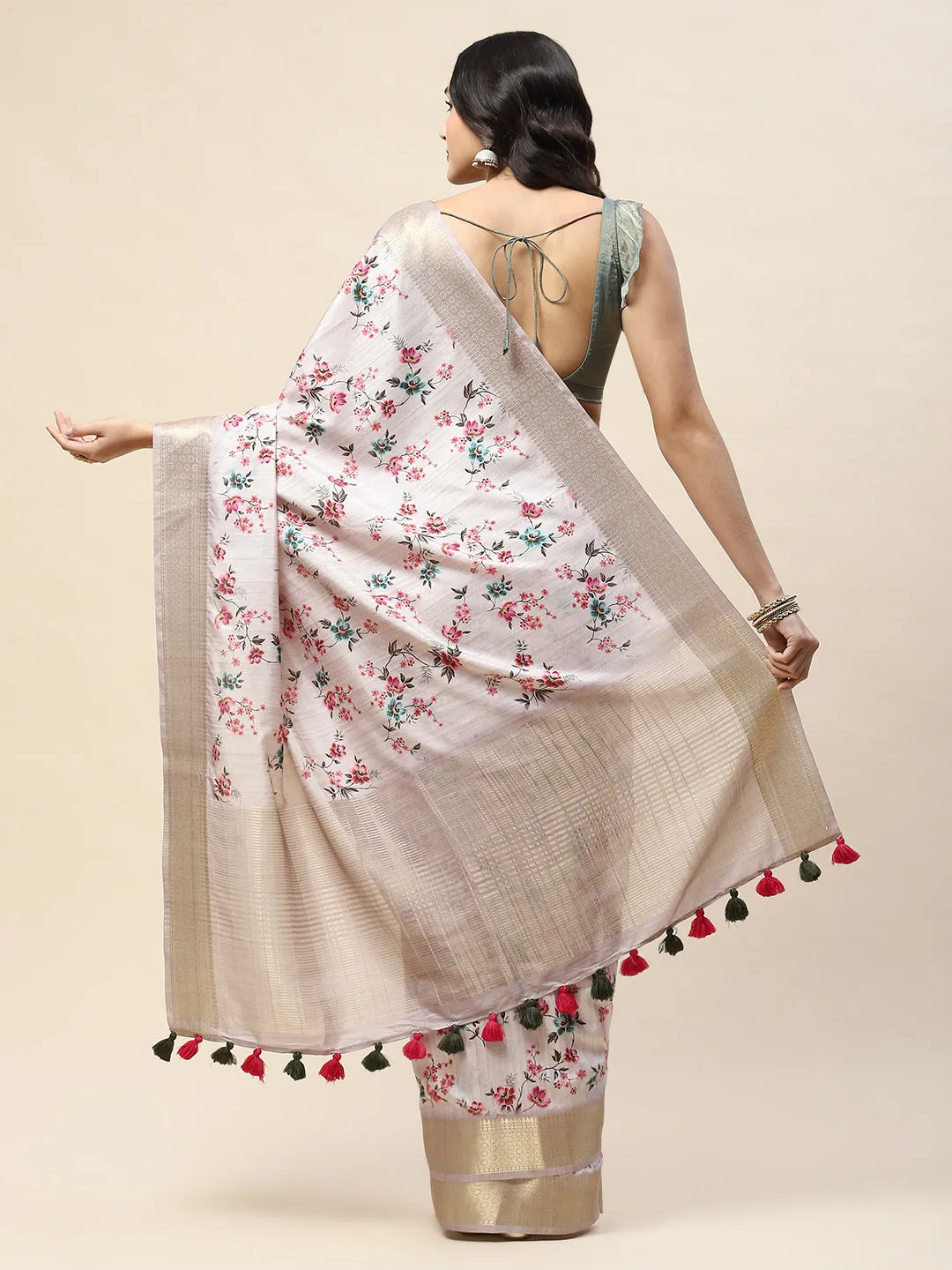 Digital Floral Printed Handloom Saree