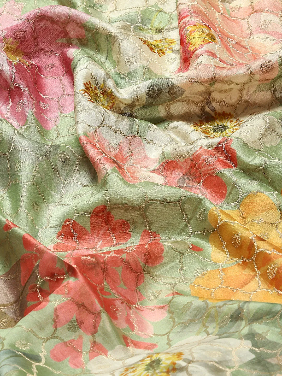 Digital Floral Printed Tussar Saree