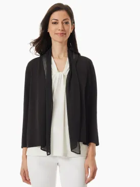 Draped Chiffon Open-Front Cardigan