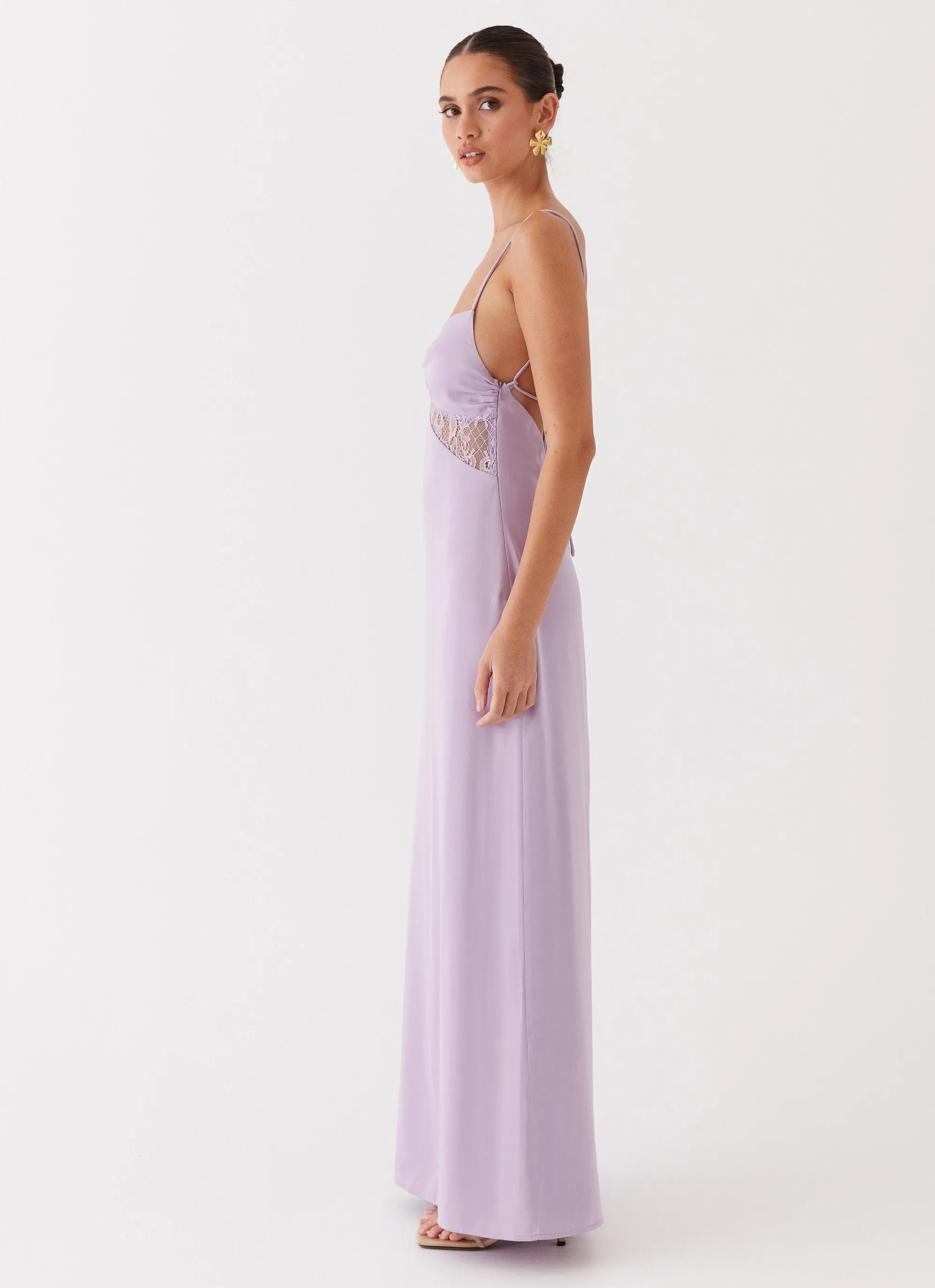 Dream Sight Lace Satin Maxi Dress - Lilac