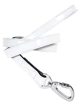 Dynasty Dog Leash in White Patent & Nickel