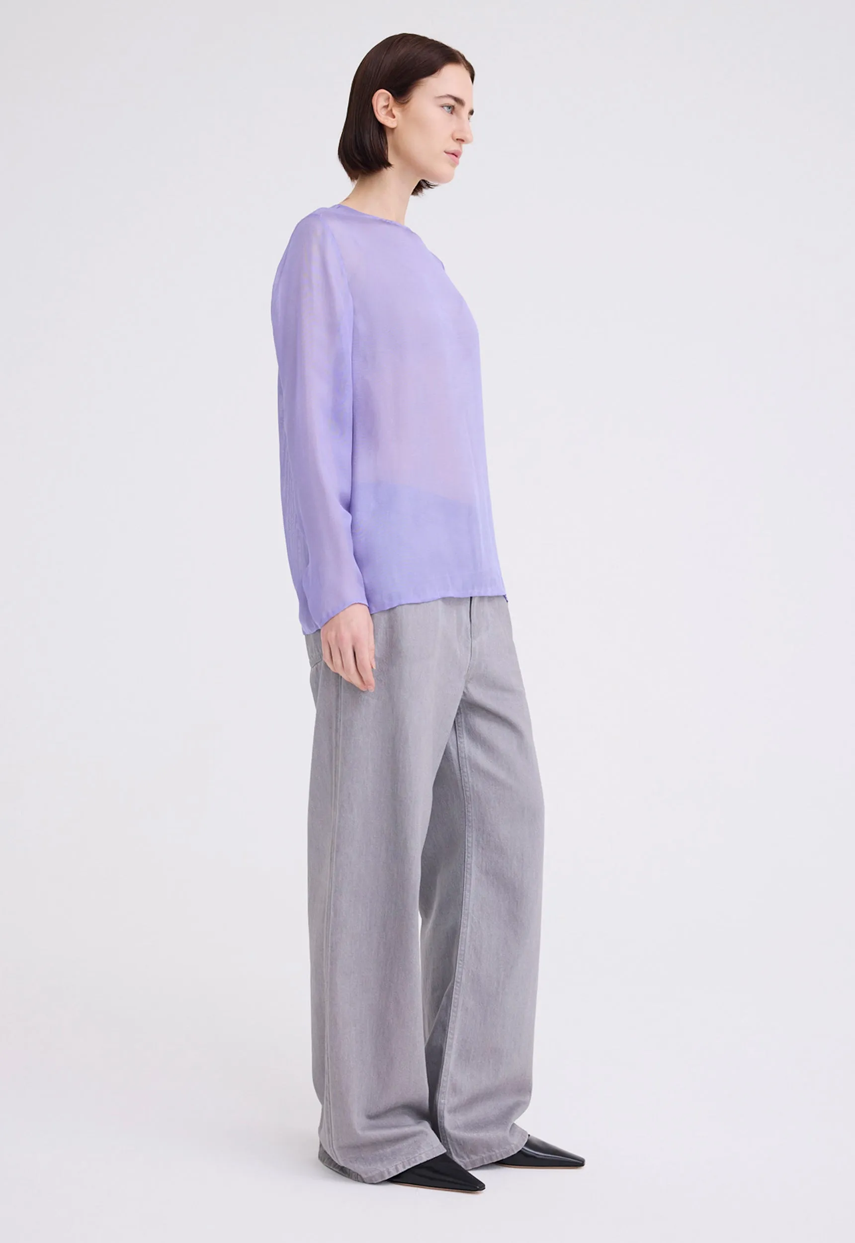 Eidel Silk Mesh Top - Periwinkle Lilac