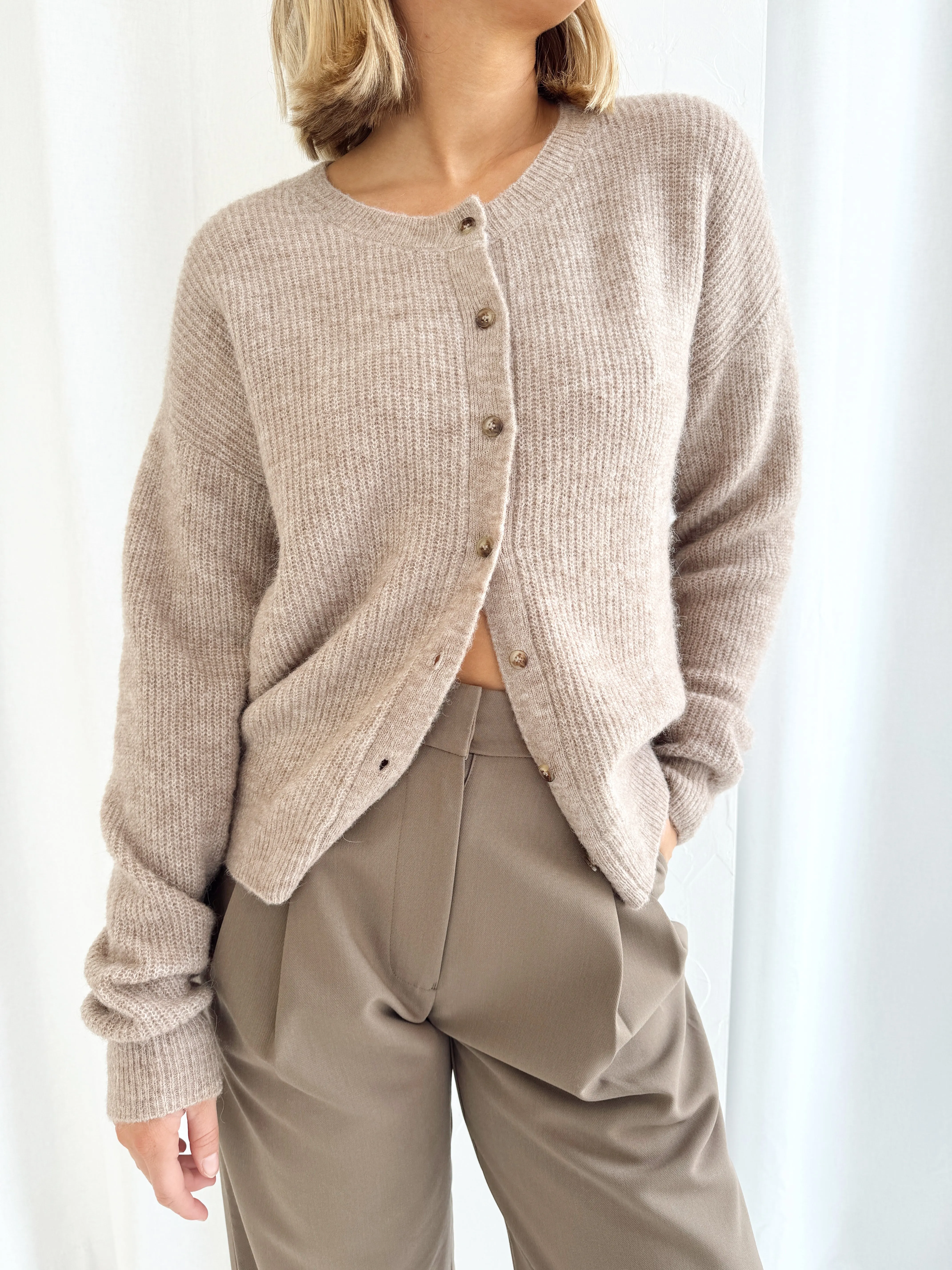 Finley Alpaca Cardigan - Choc Marle