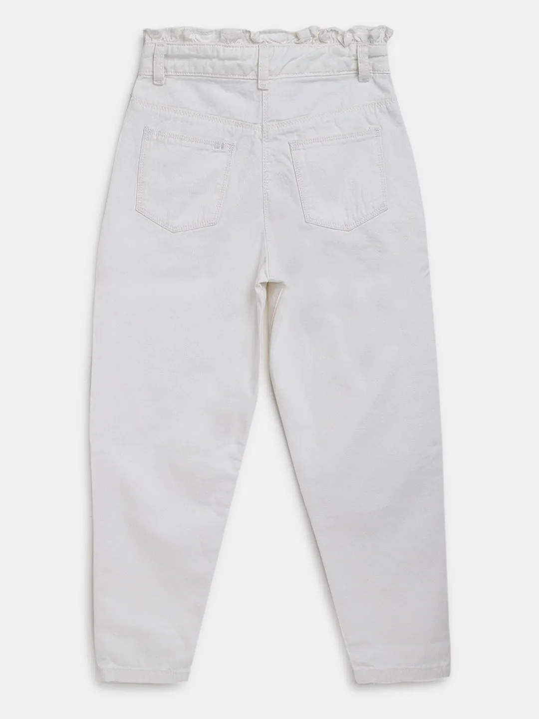 Girls White Paper Bag Trouser