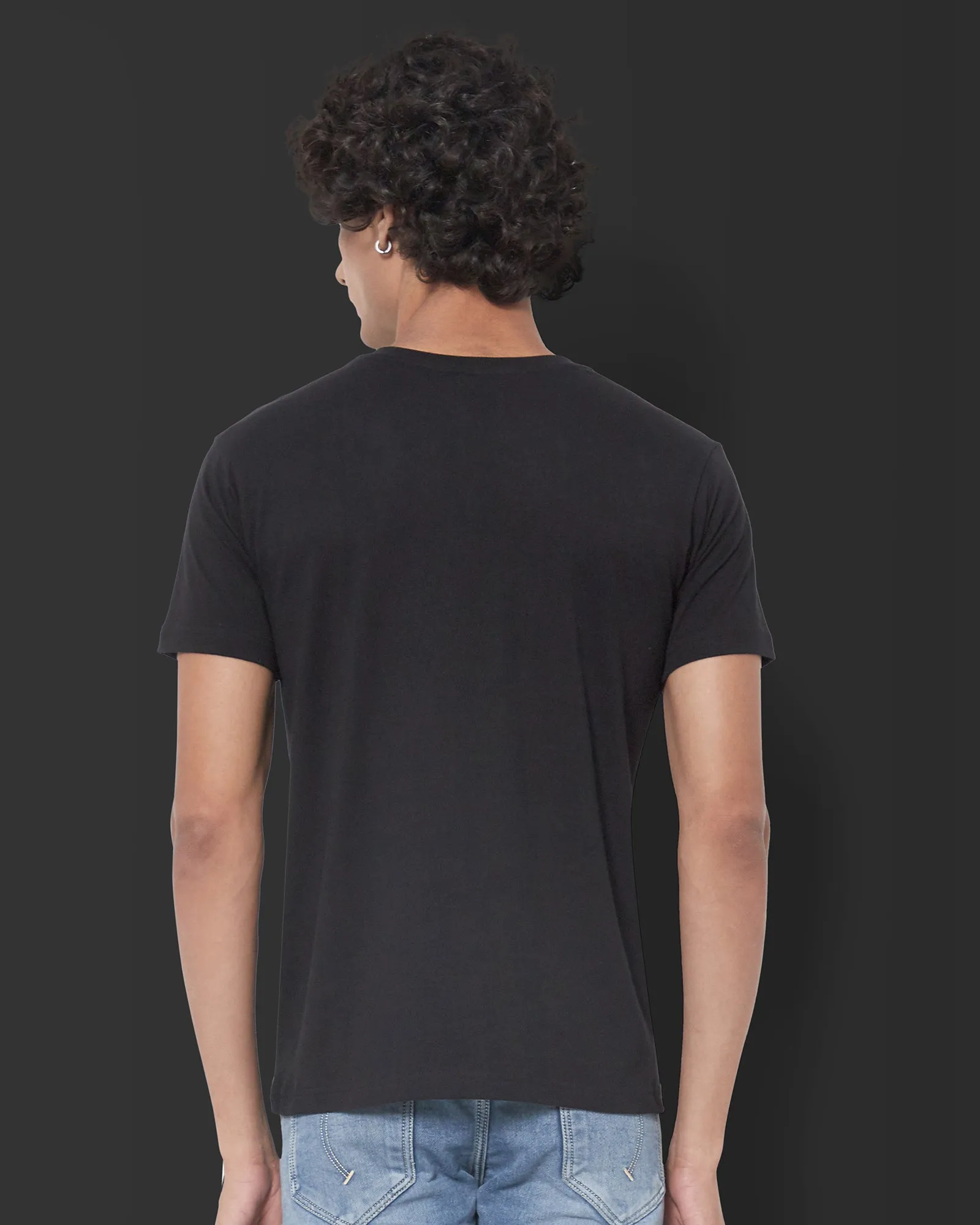 Half Sleeves Henley: Black