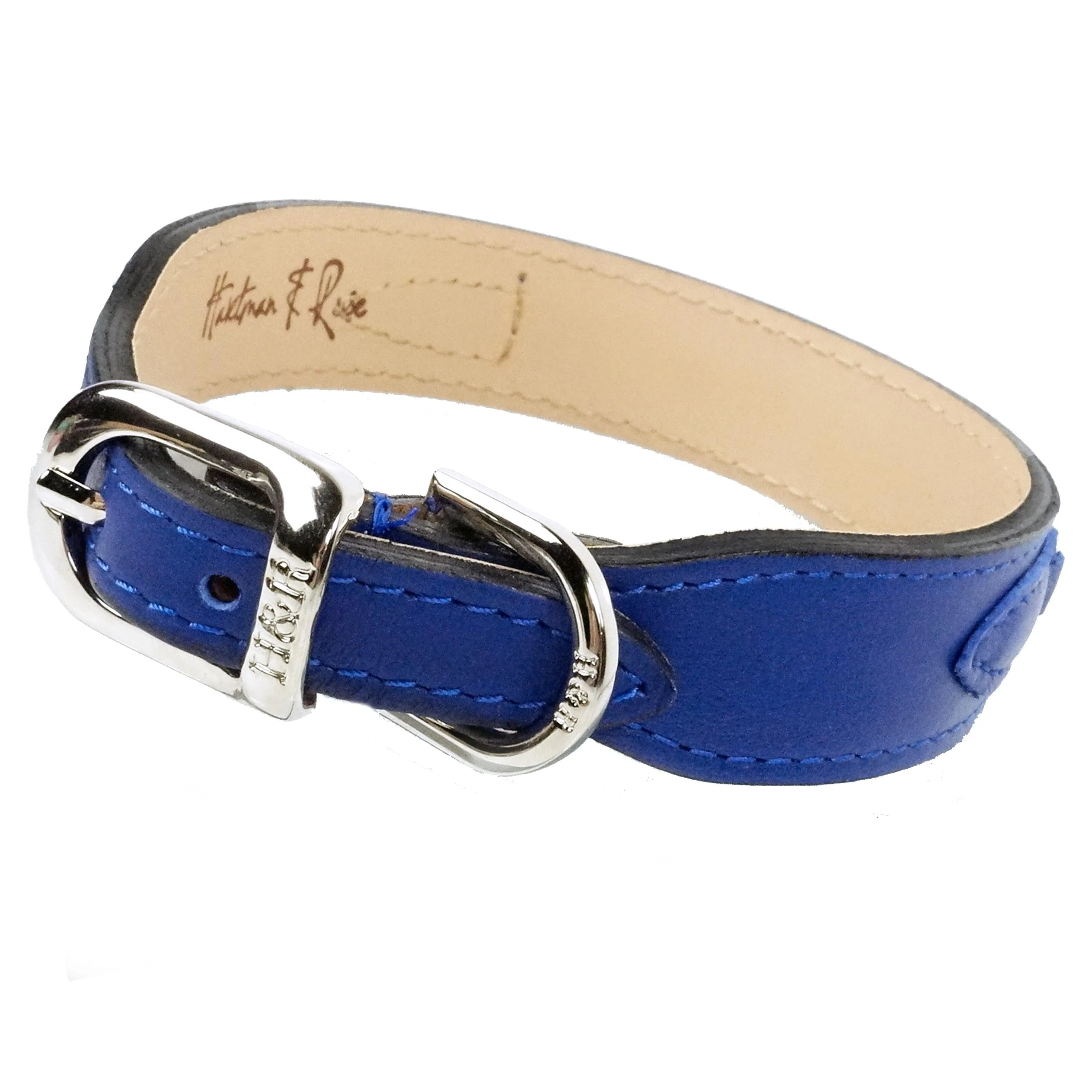 Hugs & Kisses Dog Collar in Cobalt Blue & Nickel