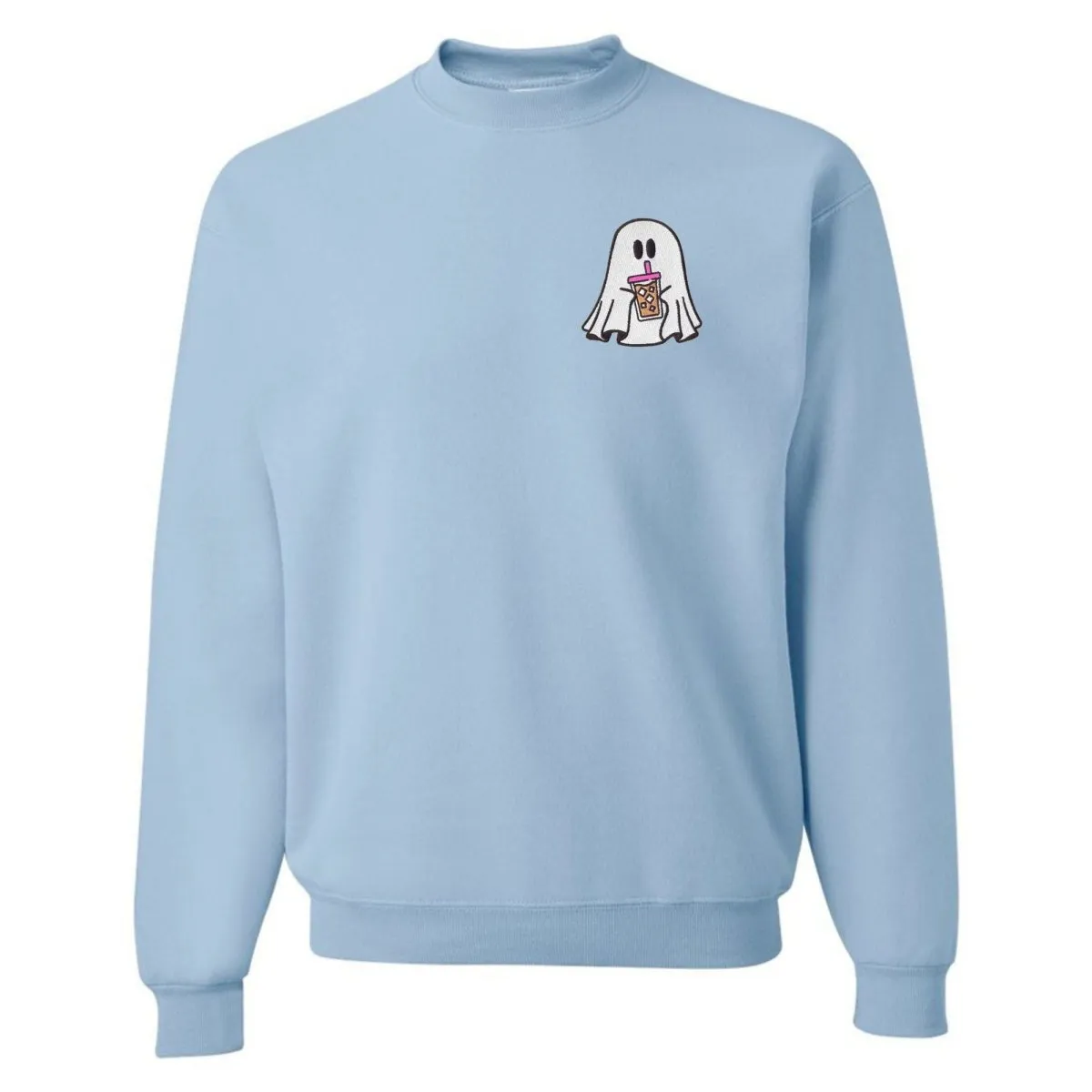 'Iced Coffee Ghost' Embroidered Crewneck Sweatshirt