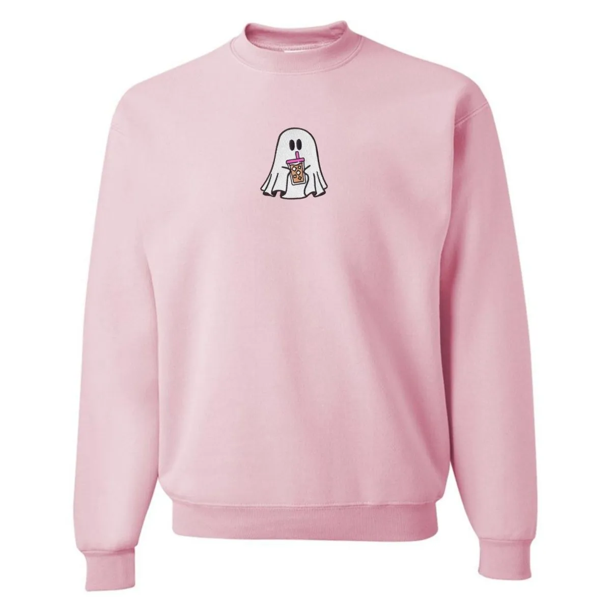 'Iced Coffee Ghost' Embroidered Crewneck Sweatshirt