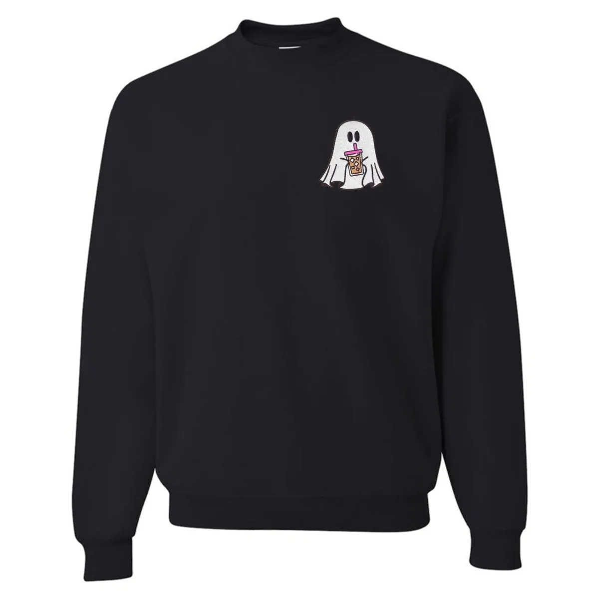 'Iced Coffee Ghost' Embroidered Crewneck Sweatshirt