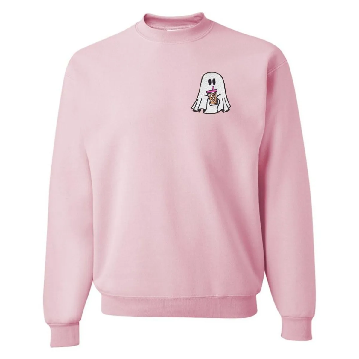 'Iced Coffee Ghost' Embroidered Crewneck Sweatshirt