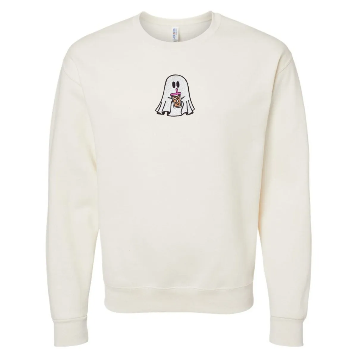 'Iced Coffee Ghost' Embroidered Crewneck Sweatshirt