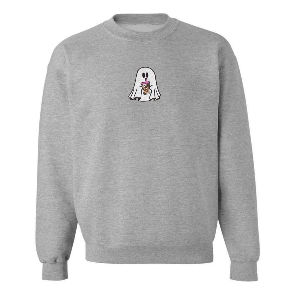 'Iced Coffee Ghost' Embroidered Crewneck Sweatshirt