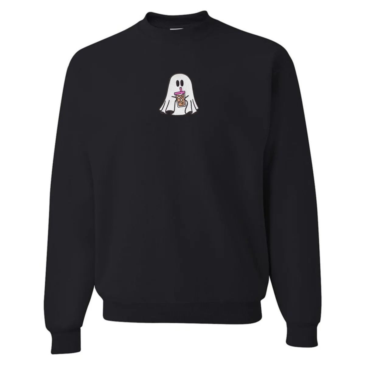 'Iced Coffee Ghost' Embroidered Crewneck Sweatshirt