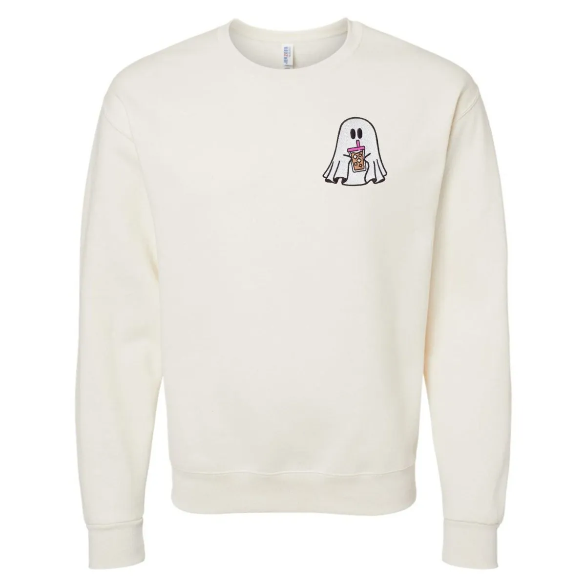 'Iced Coffee Ghost' Embroidered Crewneck Sweatshirt