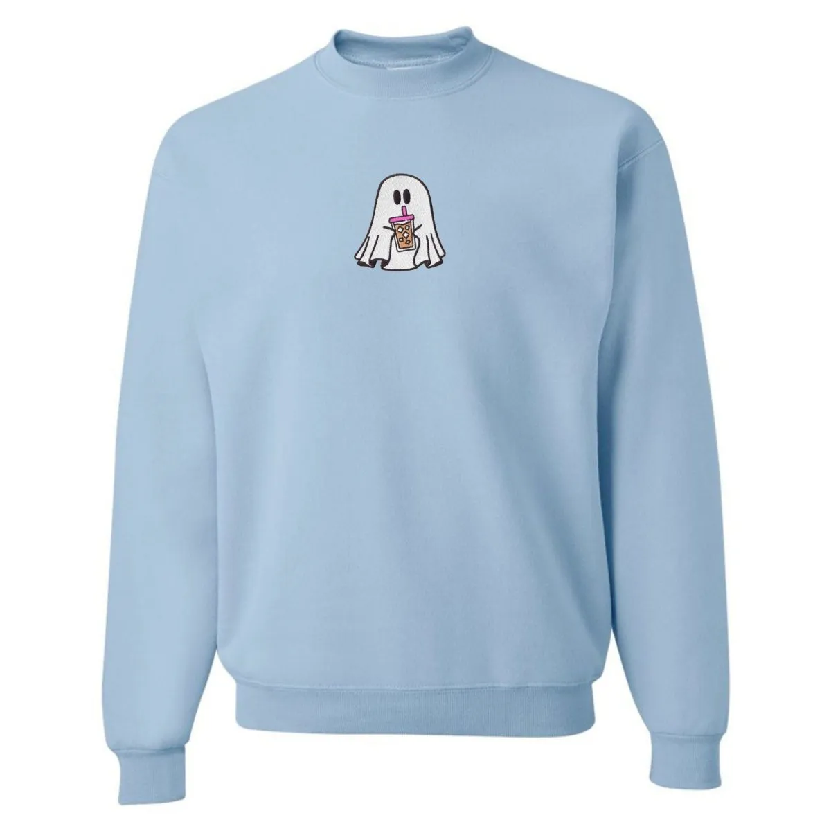 'Iced Coffee Ghost' Embroidered Crewneck Sweatshirt