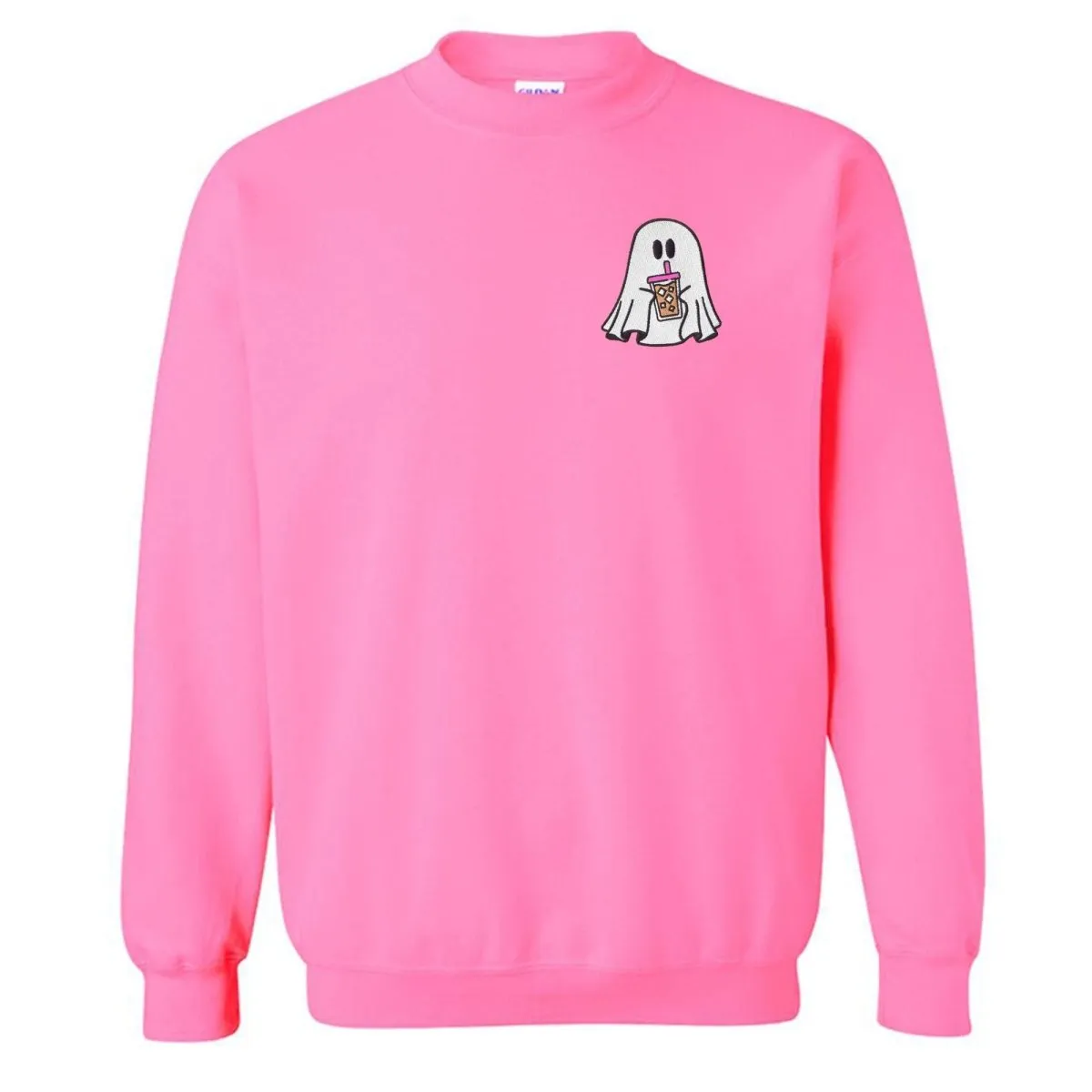 'Iced Coffee Ghost' Embroidered Crewneck Sweatshirt