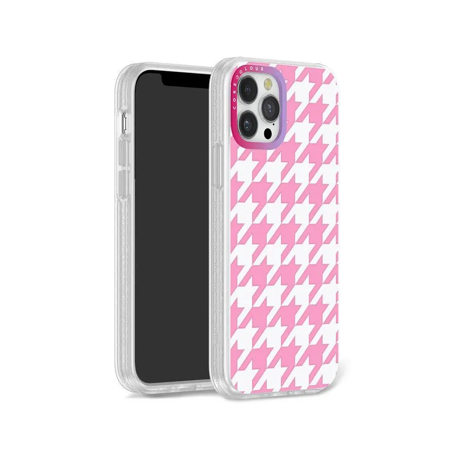 iPhone 12 Pro Pink Houndstooth Phone Case