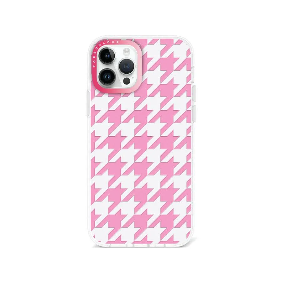 iPhone 12 Pro Pink Houndstooth Phone Case