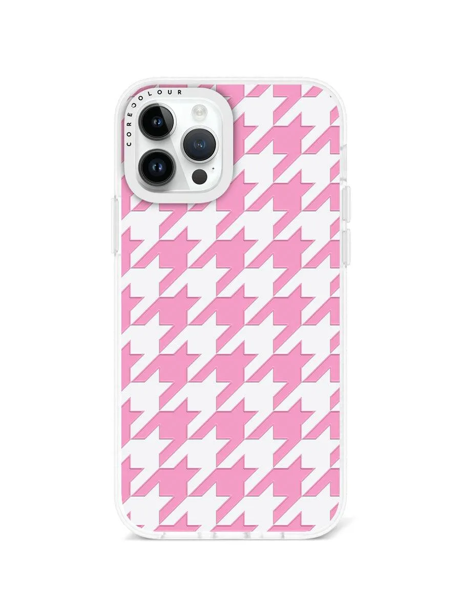 iPhone 12 Pro Pink Houndstooth Phone Case