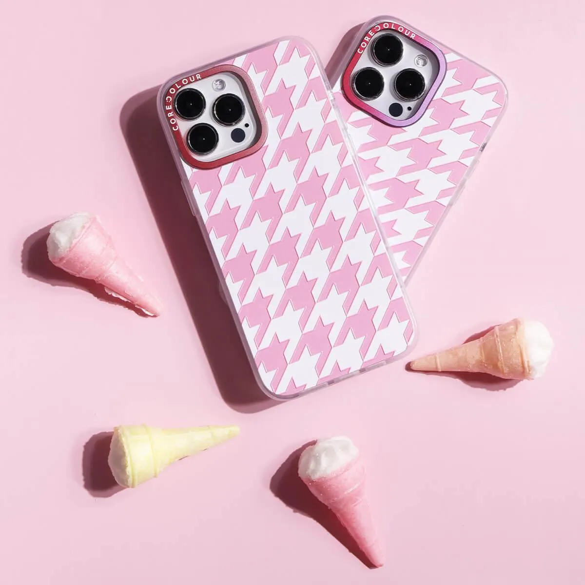 iPhone 12 Pro Pink Houndstooth Phone Case