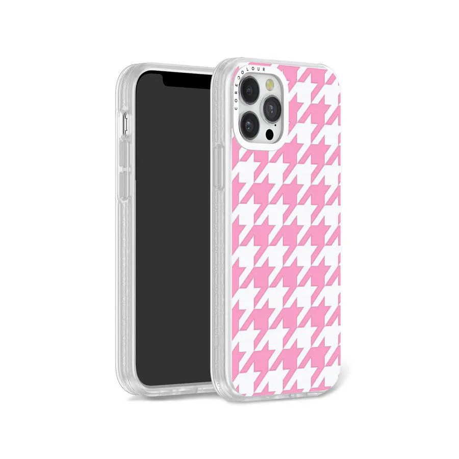 iPhone 12 Pro Pink Houndstooth Phone Case