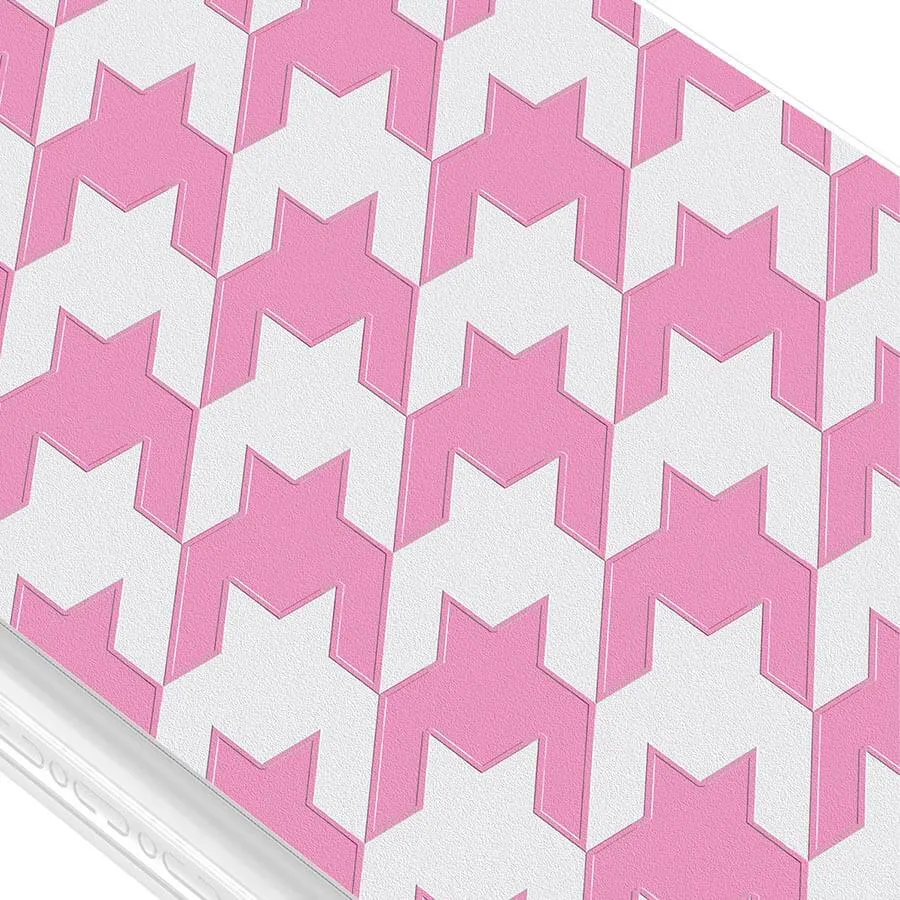 iPhone 12 Pro Pink Houndstooth Phone Case