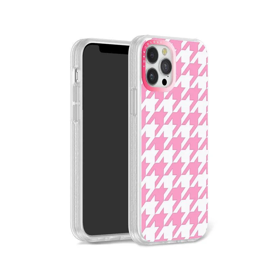 iPhone 12 Pro Pink Houndstooth Phone Case