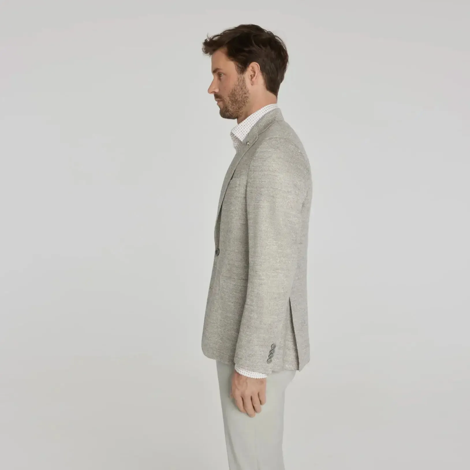 Jack Victor Hampton Knit Linen Blazer in Tan Melange