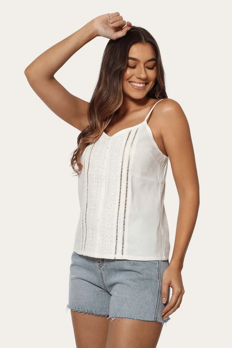 Jessica Womens Broderie & Lace Cami Top - Ivory