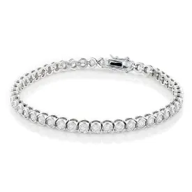 Joelle 18k White Gold Plated Tennis Bracelet with Simulated Cubic Zirconia Crystals