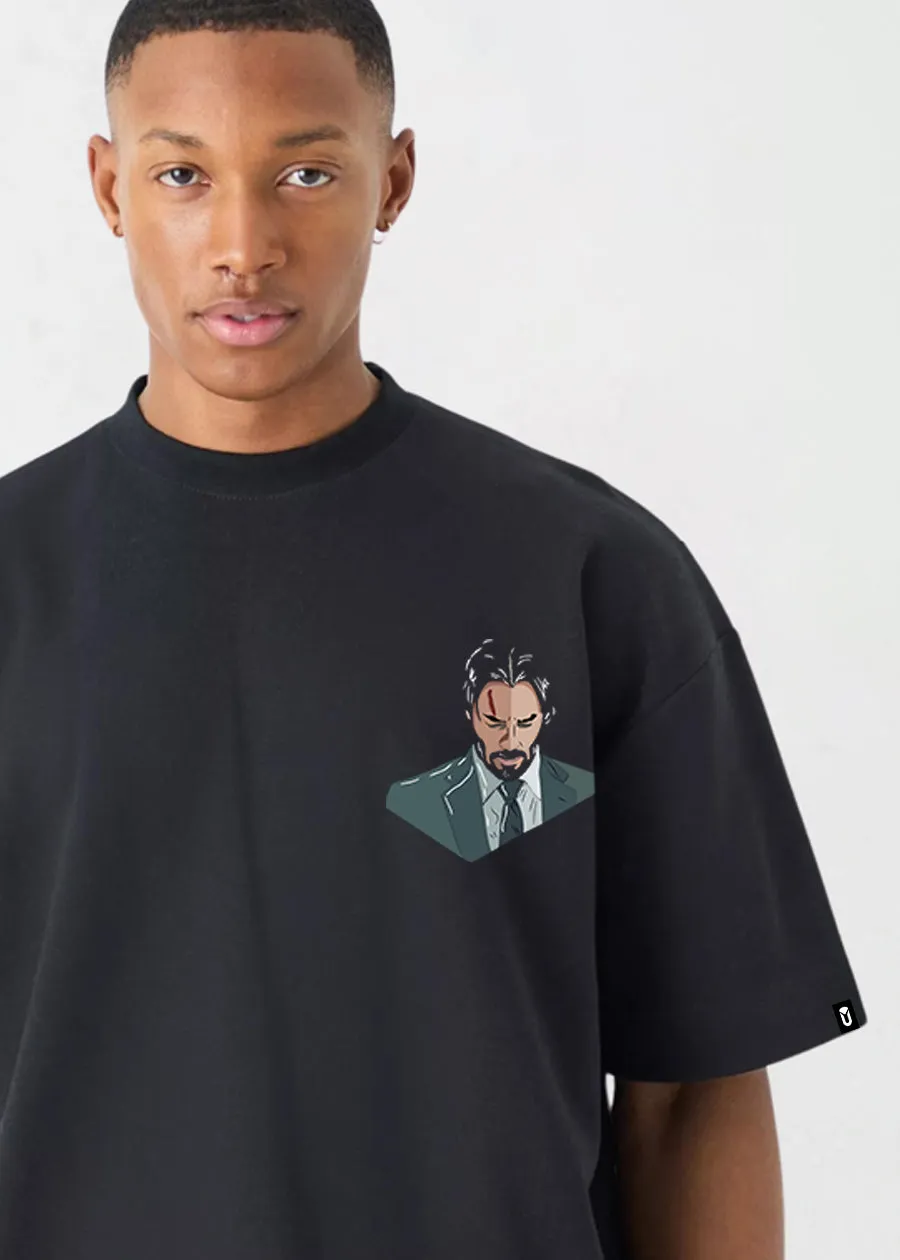 John Wick Men Oversized Printed T-Shirt