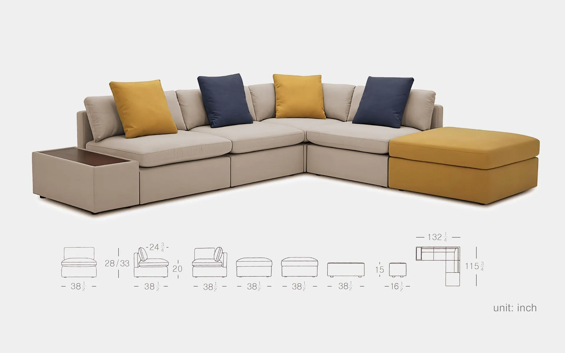 Kaisha Modern Modular Sectional Sofa