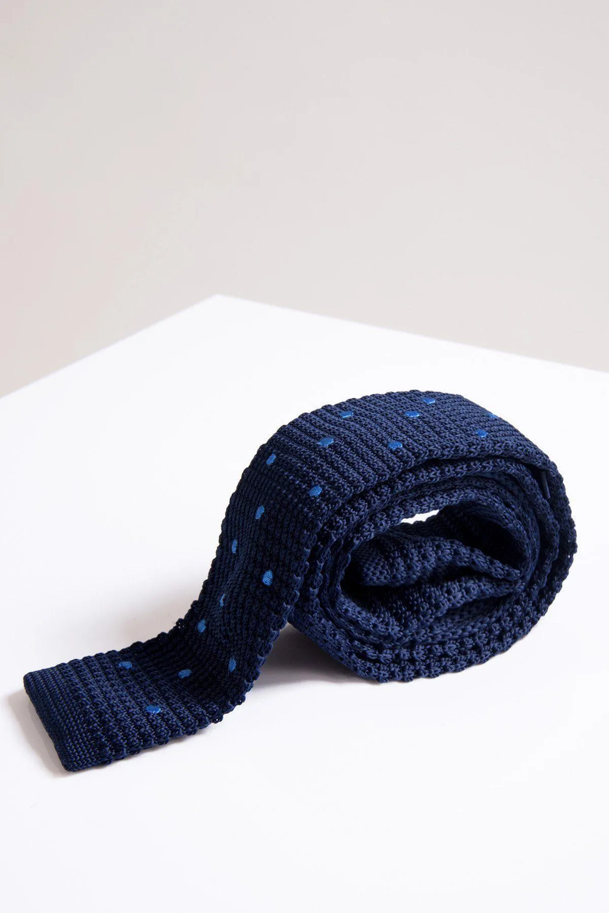 KT - Navy Light Blue Spot Knitted Tie