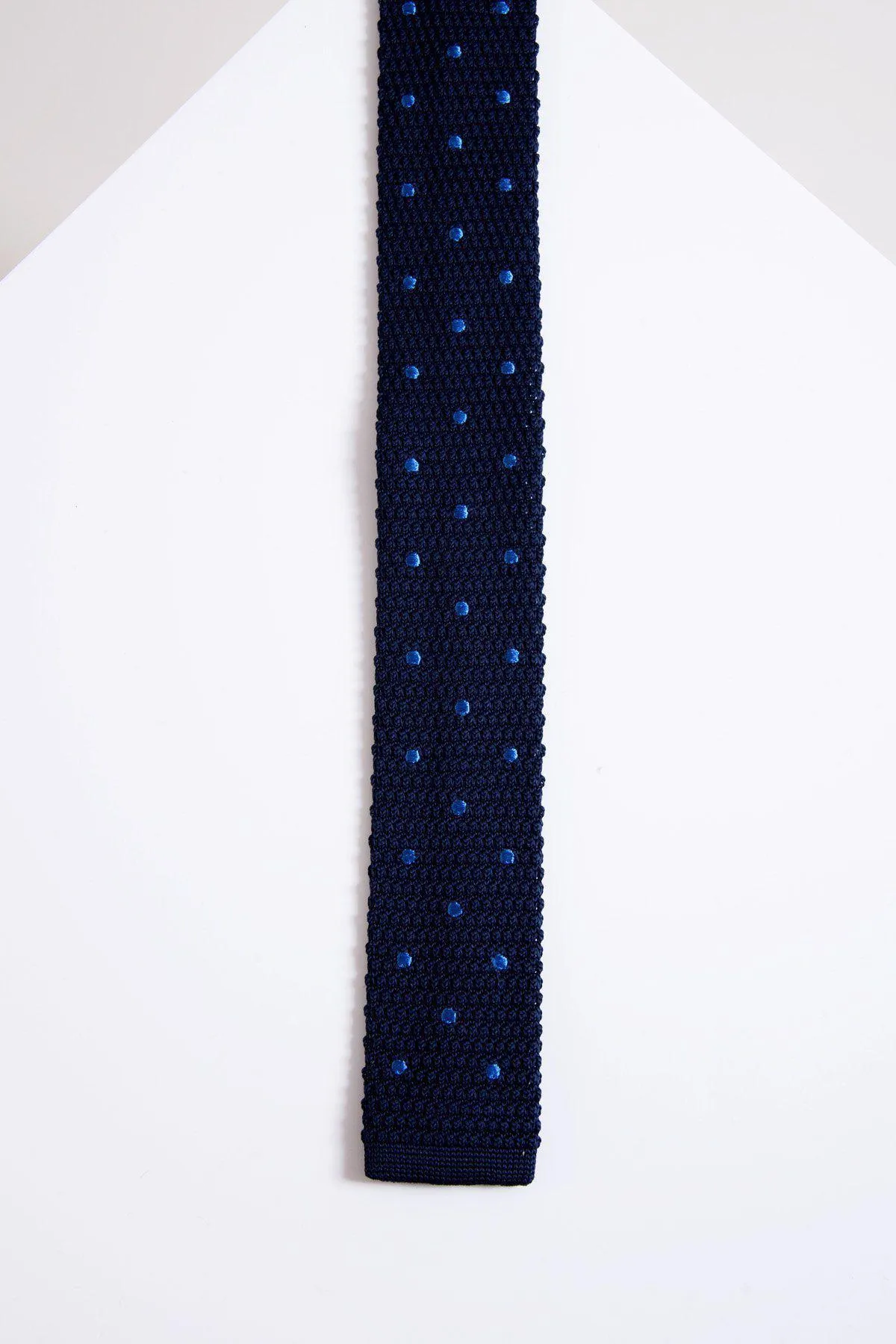 KT - Navy Light Blue Spot Knitted Tie