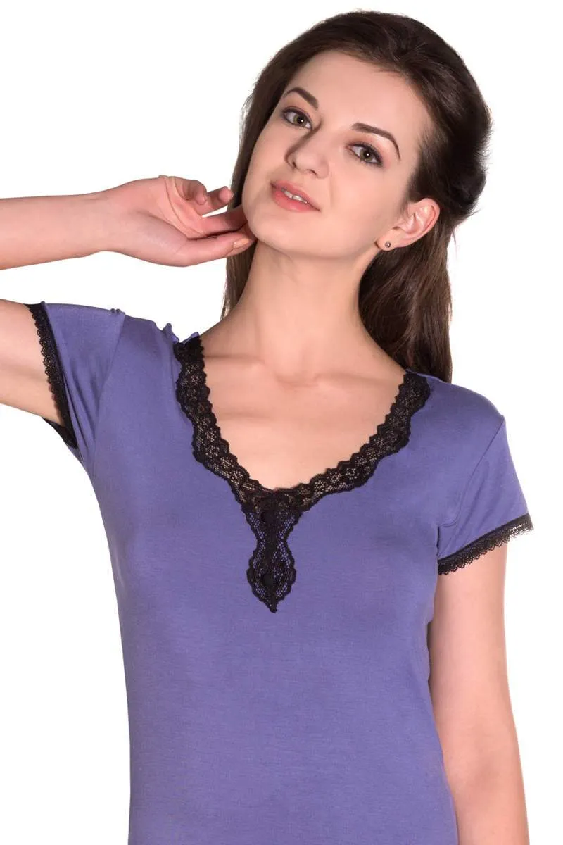 Lace Cocoon Pyjama Top - Danube-Black