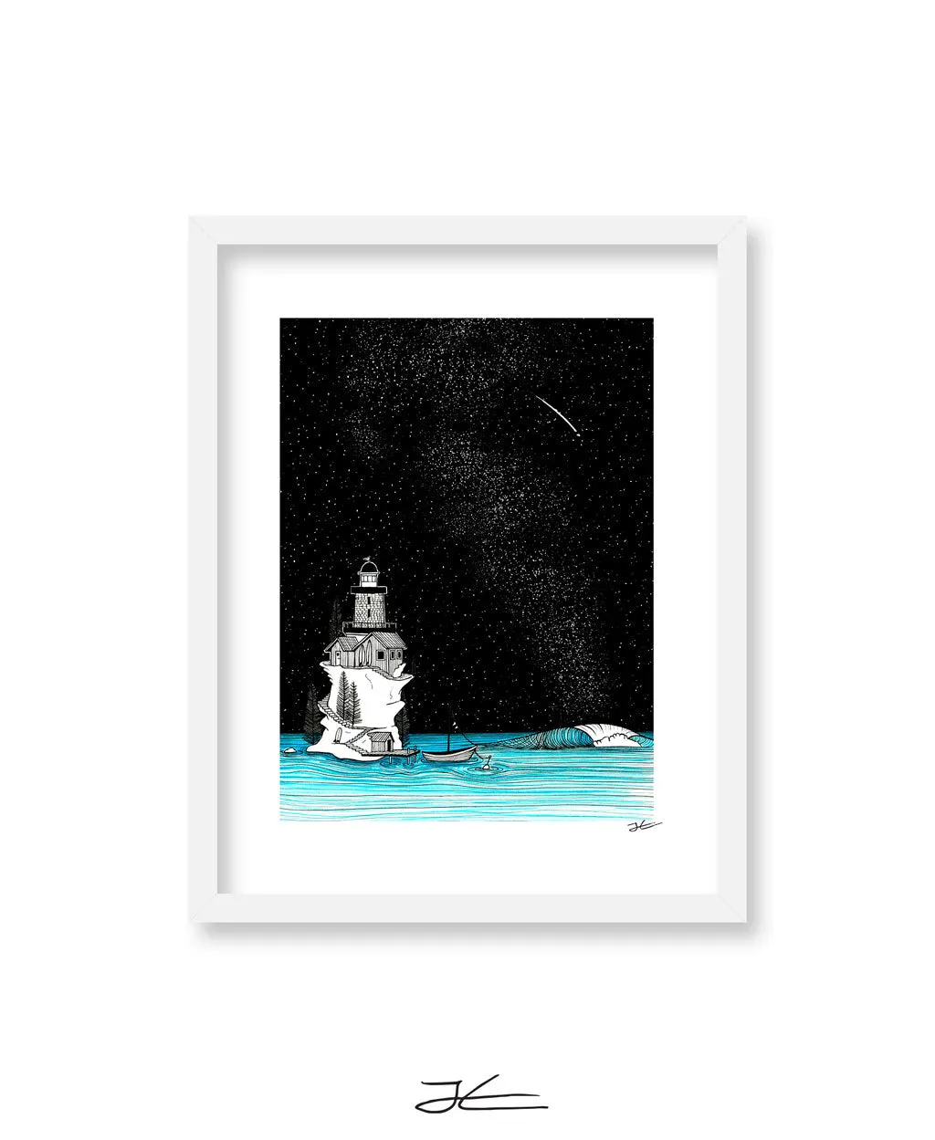 Lighthouse Rights By Night - Print/ Framed Print