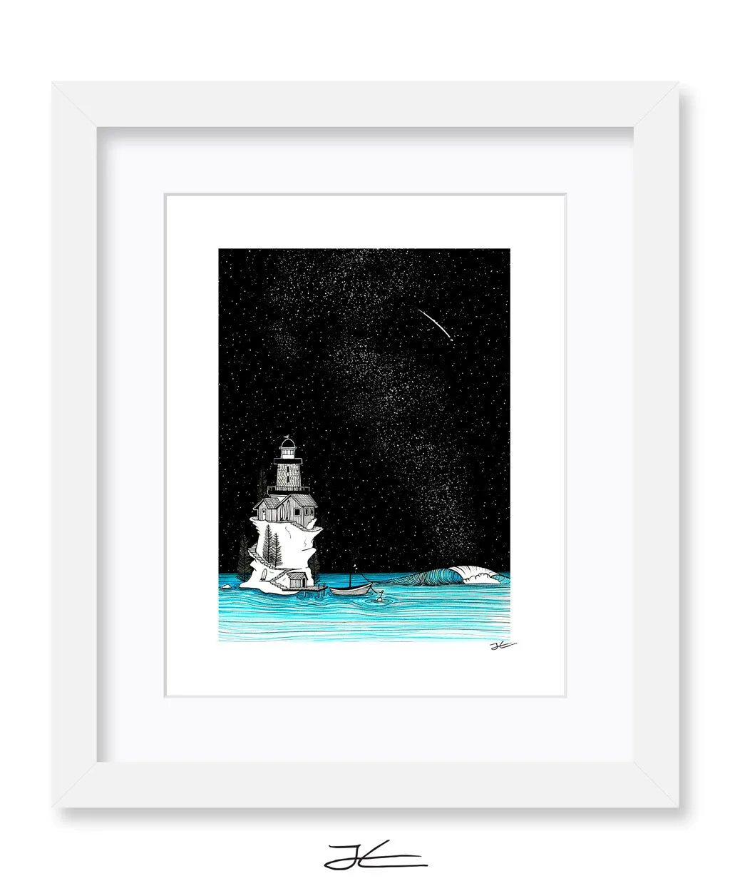 Lighthouse Rights By Night - Print/ Framed Print